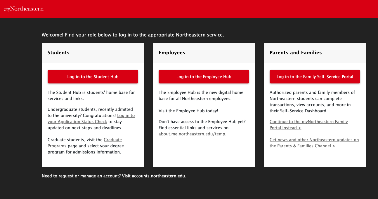 myNEU Login to Northeastern Student Portal